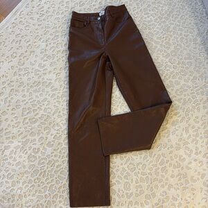 Brown aritzia faux leather pants